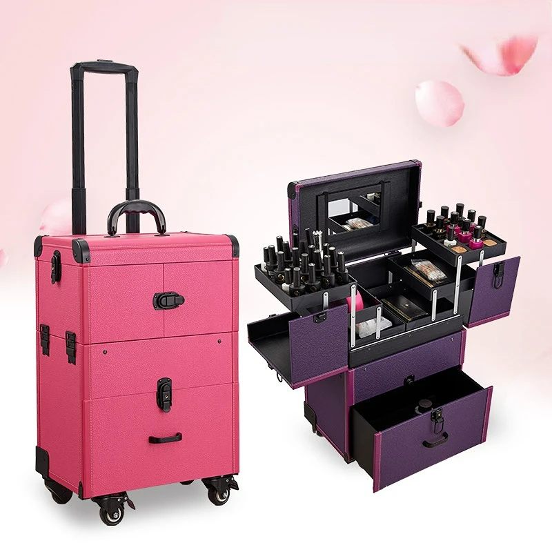 Custodia Per Trucco Multifunzionale Trolley Professionale Per Bellezza E Unghie Trolley Da Viaggio Trolley Cosmetico Cassetta Degli Attrezzi Per Tatua
