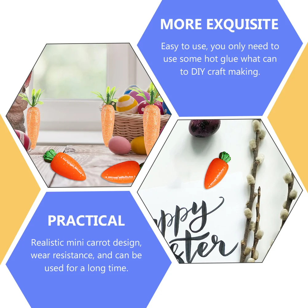 Diy Scrapbooking Charms Resin Carrot Charms Easter Flatback Embellishments Easter Carrots for Crafts Resin Carrot