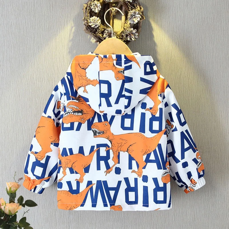 Dinosaur Boys Girls Coat Spring and Autumn Fashion Cartoon Kids Hooded Sweatshirt Windbreaker Infant Children Jacket Hoodie 2025