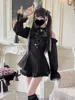 Bow Lace Patchwork Slim Fit Long Sleeve Dress for Women+ High Waist Ruffles Shorts 2025 Early Autumn New Two Piece Sets 1
