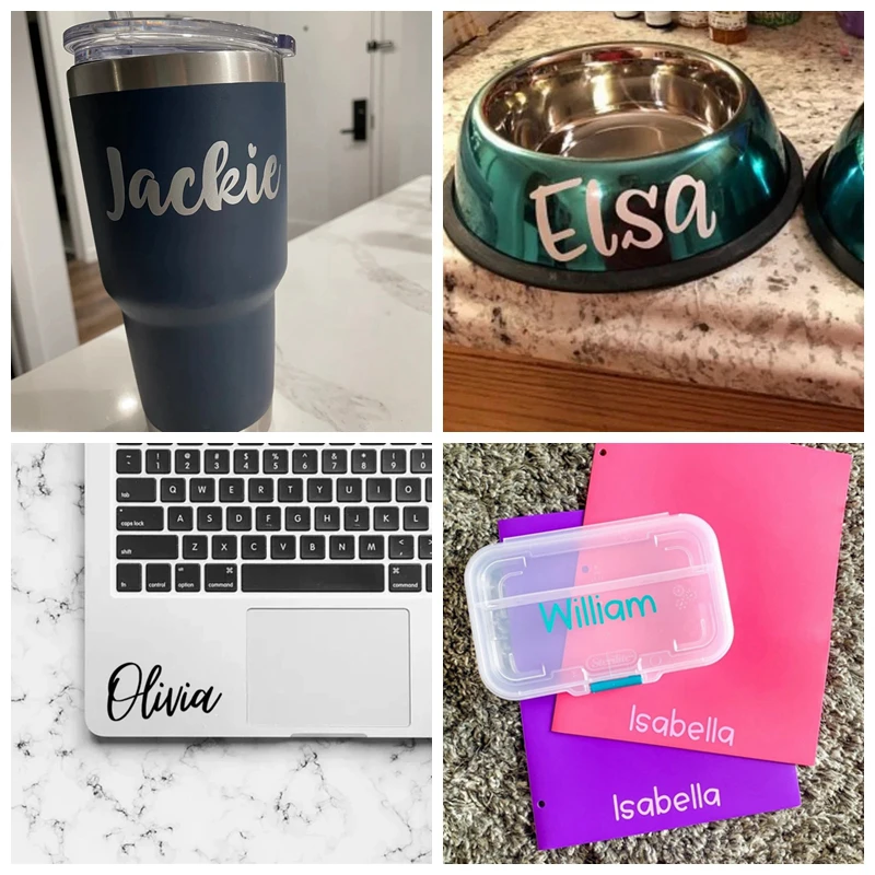 Personalized Name Vinyl Sticker Set - Custom Text Decals
