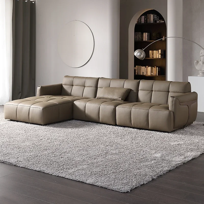 

Neue Italienische Moderne Minimalistischen Volle Leder Sofa Große Flache Villa Ecke Kombination Sofa