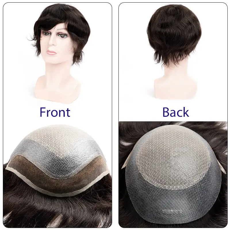 Diamond Lace In Center Thin Skin Around French Lace In The Front Toupee Men Male Hair Prosthesis Natural Human Hair Wig For Men