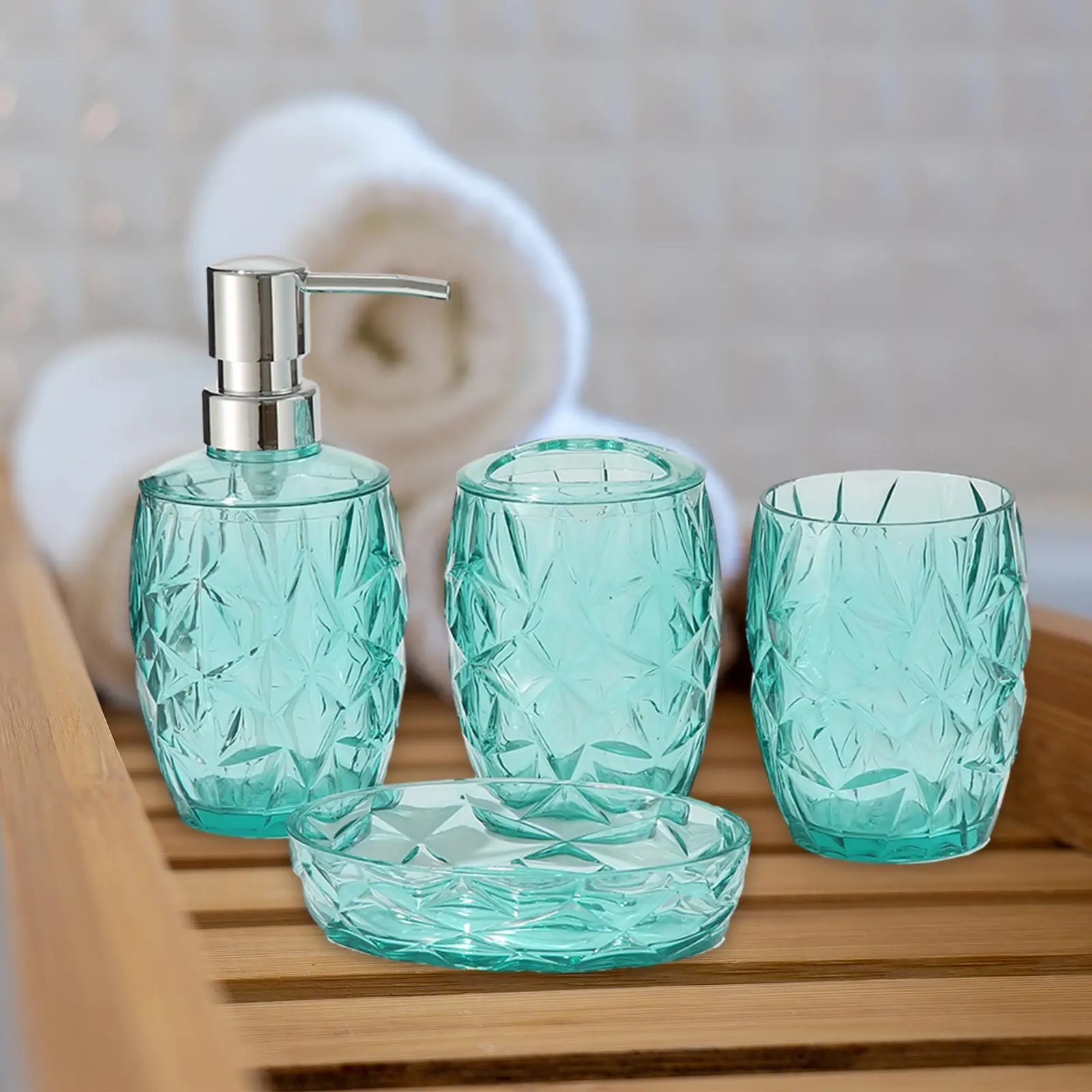 4 Pieces Lotion Bottles Toothbrush Holder Soap Dish Bathroom Accessory Set for Home Vanity Countertop Bathroom Apartment