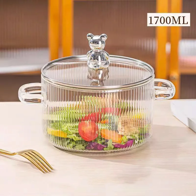 Marmite En Verre Borosilicate 1500 Ml Avec Couvercle - Résiste Aux Chocs Thermiques, Pour Cuisinière - Idéale Soupes, Nouilles, Ragoûts