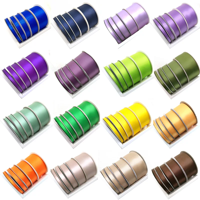 22.5Meters 6/9/16/25/38mm Double Sided SATIN RIBBON Polyester Double Face Silky for Eternal Rose