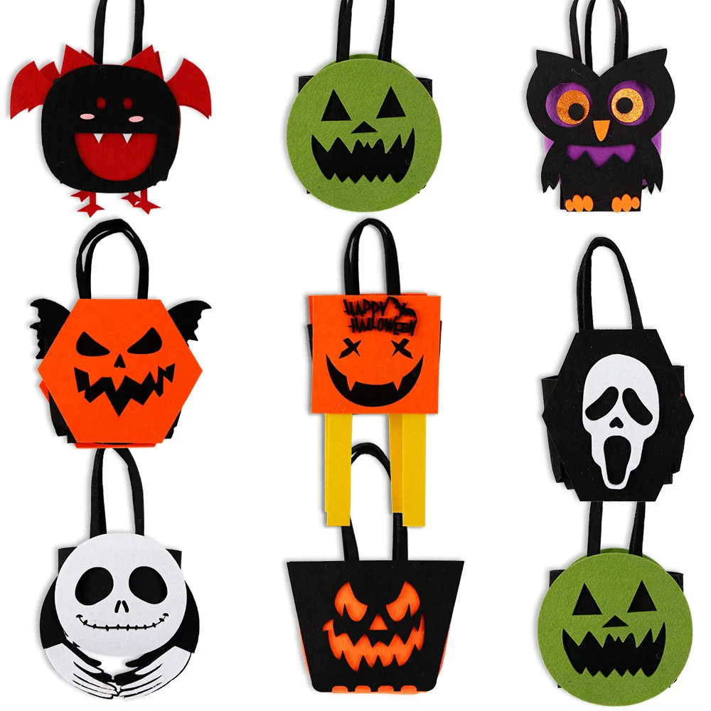 Halloween Non Woven Gift Bags Pumpkin Owl Skull DIY Felt Handbag ...