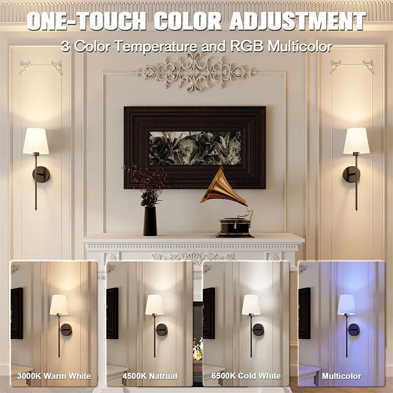 Nordic LED Wall Lamp Charging Function Retro Fabric Black GoldSilver E27 Socket Wireless Remote Control RGB For Bedroom Study