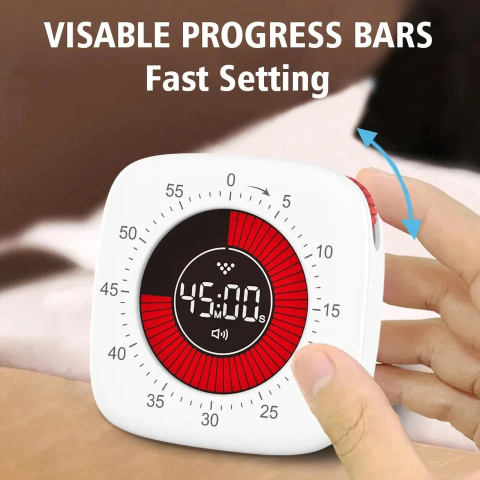 Timer Visivo Silenzioso 60 Minuti Per Bambini E Adulti – Conto Alla Rovescia Con Allarme (Suono/Luce/Silenzioso)