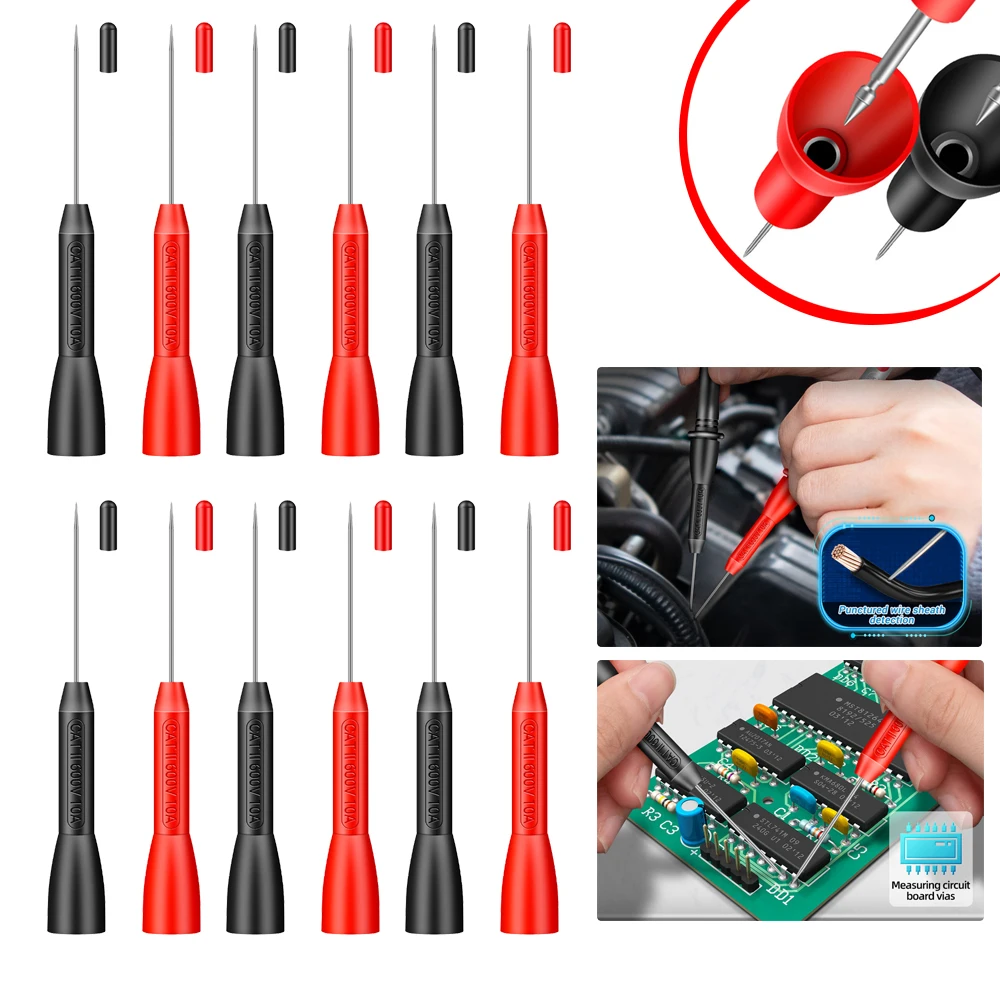 Digital Multimeter Multimeter Tester Analog Multimeter 2pcs Insulation Piercing Needle Pin Non Destructive Multimeter Test Probe 10A 600V for 2mm Test Lead Multimeter Probes