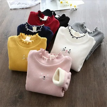 Girls Winter Cartoon Velvet Thick Sweater 1
