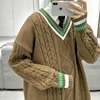 Winter Sweaters Men Warm Retro V-neck Knitted Pullovers Men Streetwear Korean Loose Long Sleeved Sweaters Mens Jumper Clothes 5