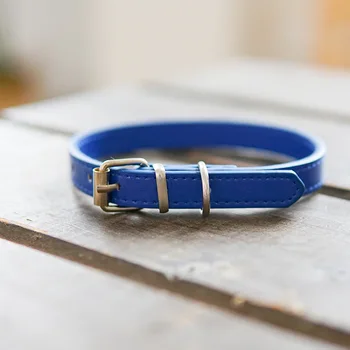 Cute Solid Color Leather Dog Collar Adjustable Cat Necklace Puppy Neck Strap Suitable for Medium and Small Dogs Pet Supplies