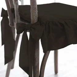 Elegant White Lace Ruffled Chair Cover - Removable & Washable Seat Slipcover Protector - 2pcs 50X50cm (Black)