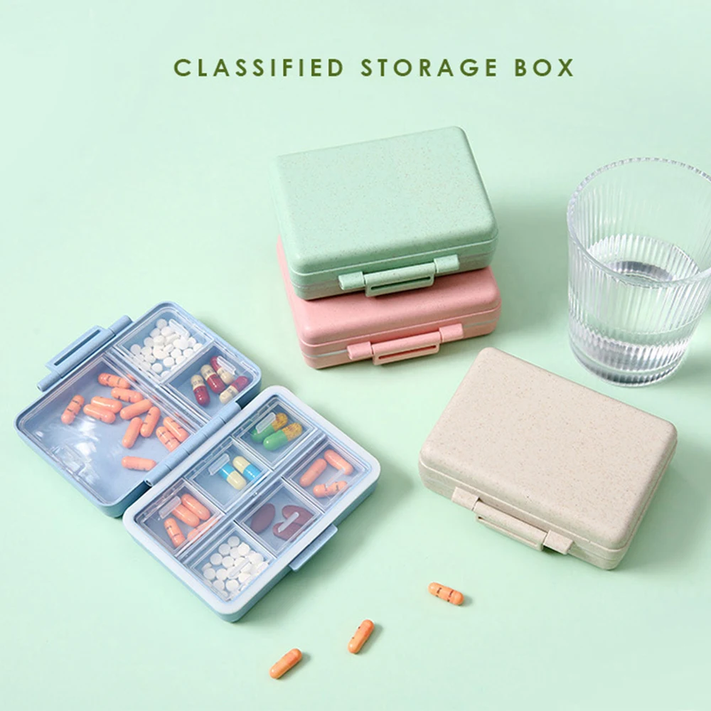 

Portable Colorful 9Grids Slots Medicine Box Health Care Container Case Pill Box Splitters Travel Pill Box Tiny Box Easy to Carry