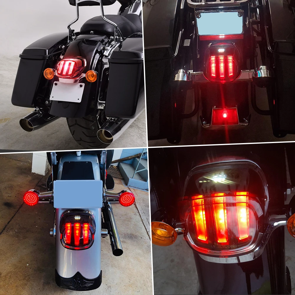 Universal Motorrad Seite Montieren LED Rücklicht Mit Kennzeichen Anzahl  Halterung Halter Für Bobber Touring Harley Sportster - AliExpress