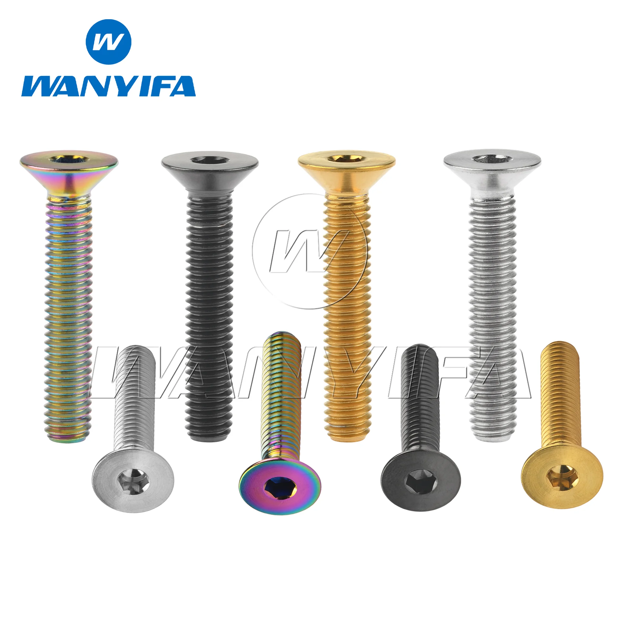 Titanium Bolts Wanyifa Titanium Bolt M6x10 15 20 25 30 35 40 45mm Hex Flat Countersunk Head Screws for Bicycle Accessories