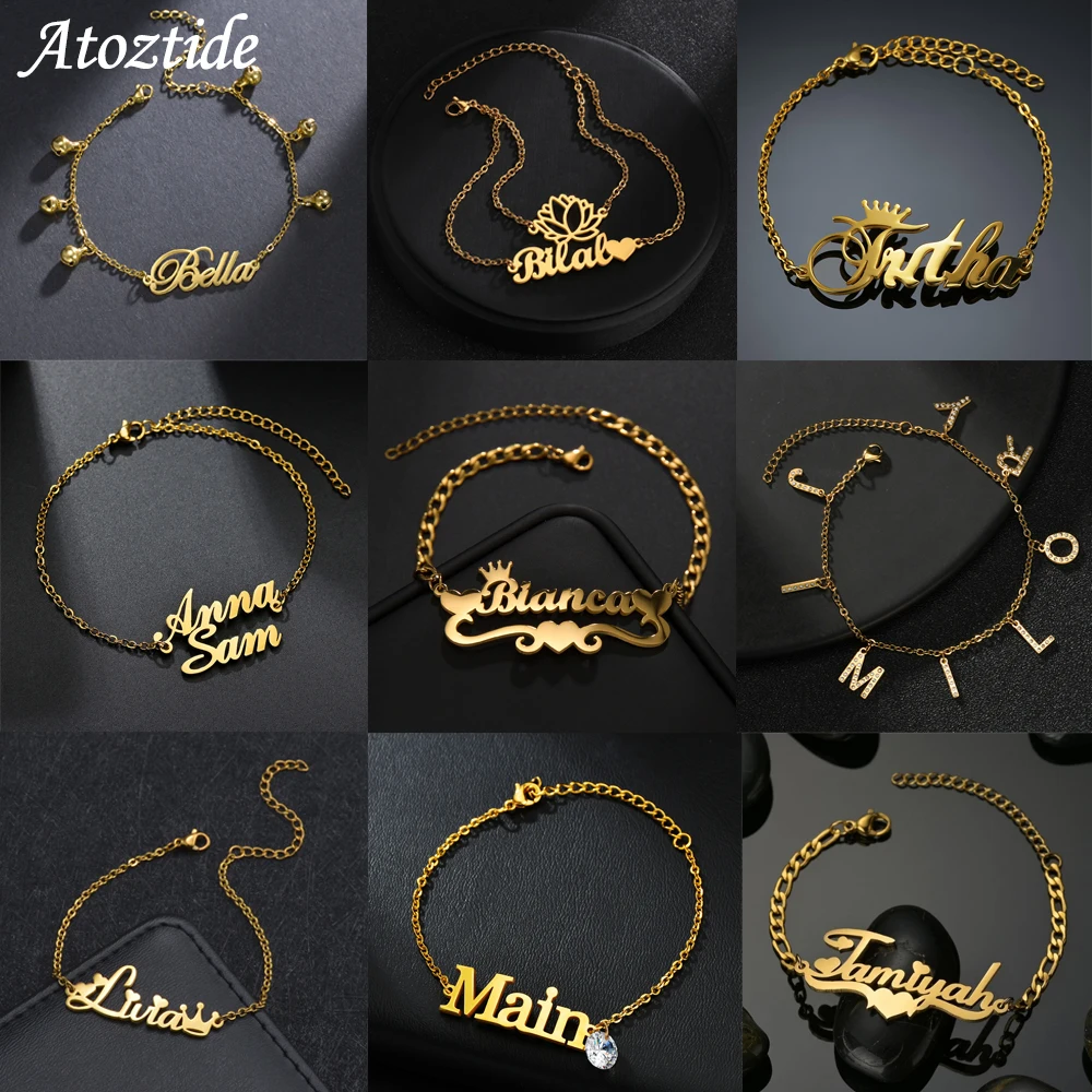 Atoztide-Custom-Name-Anklet-Personalized-Thick-Leg-Chain-Letter-Jewelry ...