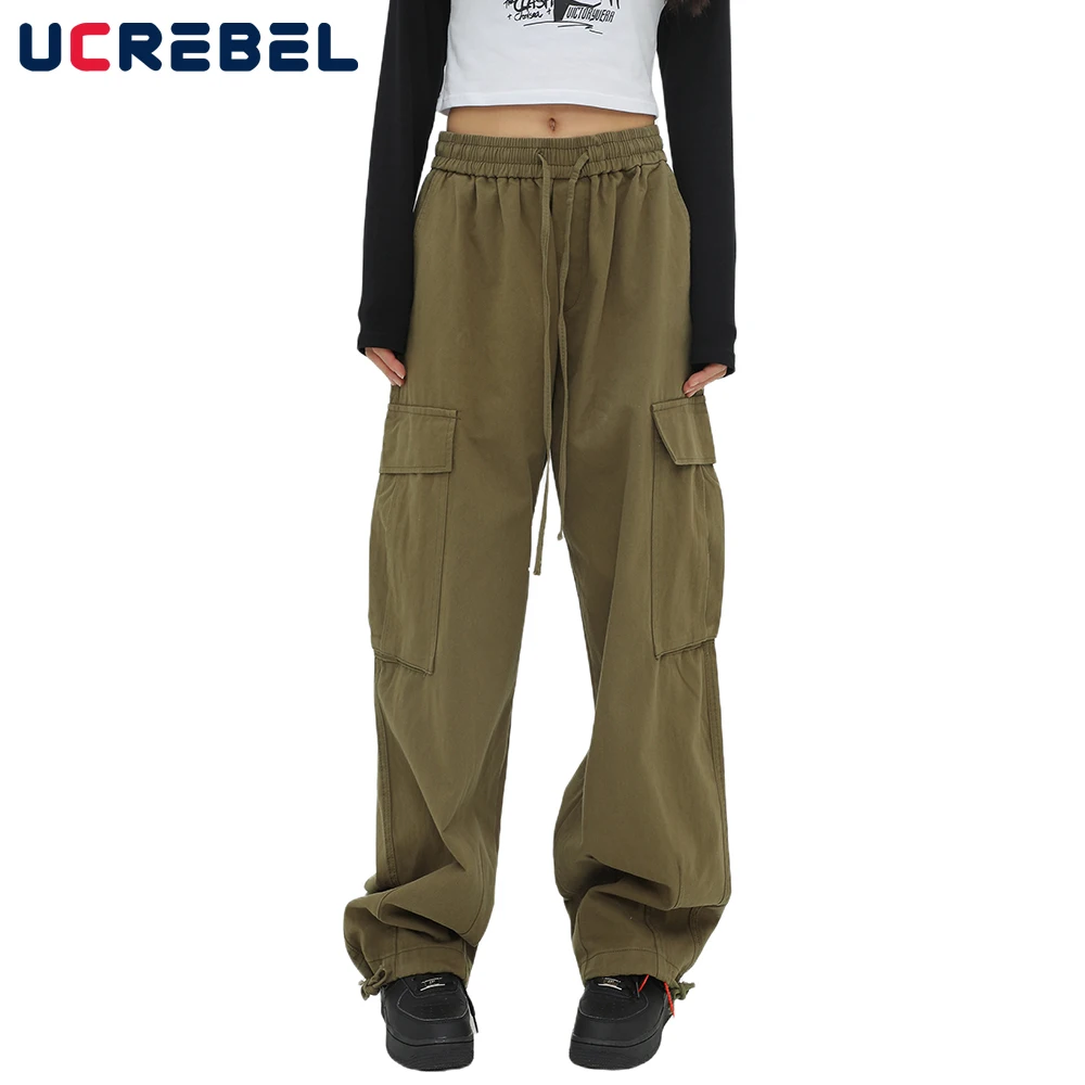 Pantalones Cargo informales de Color sólido para hombre, pantalón