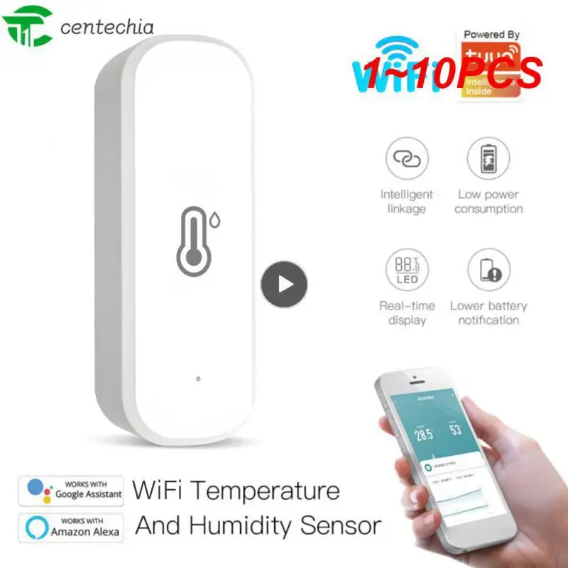 

Многофункциональный датчик температуры и влажности, домашний термометр с голосовым управлением и гигрометром для умного дома, 1-10 шт.