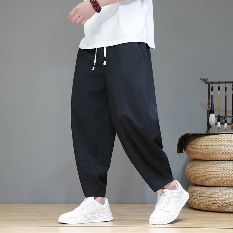 Men Harem Jogger Pants Vintage Trousers Male Casual Lightweight Pants Spring Summer Men Wide-leg Pants Streetwear Large Size 5XL