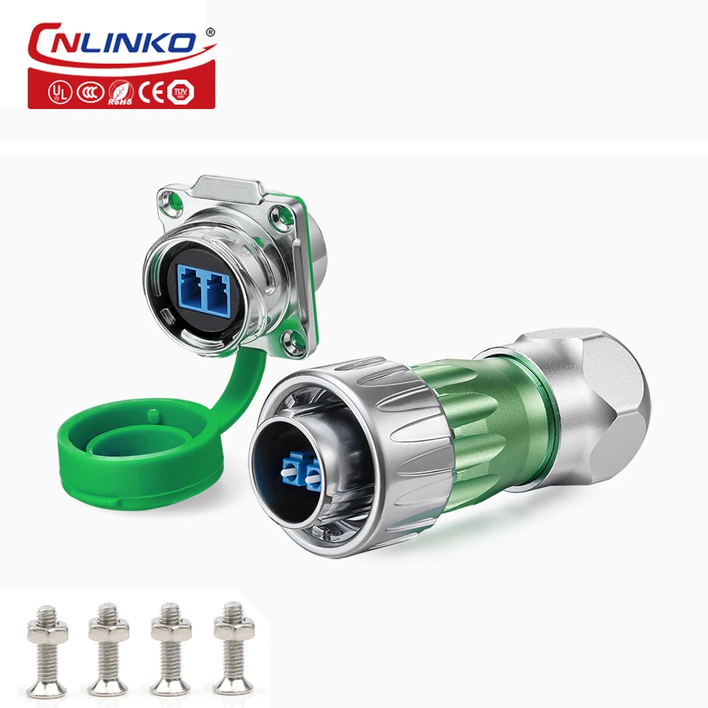 CNLINKO M24 AC DC 케이블, IP67 방수 섬유 커넥터, 2 핀 단일 모드 LC to LC 광섬유 어댑터 플러그 소켓 패널 마운트