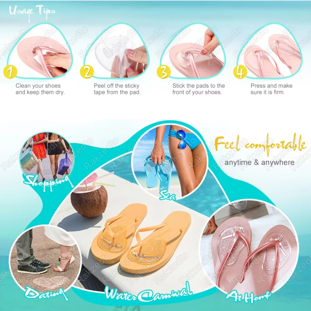 Silicone Pads shoe insoles forefoot pads toe pads for Shoes Women Men Forefoot Insert Foot Toe Pads for High Heels Sandals Flip Flops Slippers Non-slip Gel Insoles