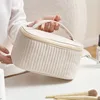 Makeup Bags for Women Travel Toiletry Cute Cases Bag Portable Solid Color Makeup Organizer Box Cosmetic Bag Neceser PU Leather 4