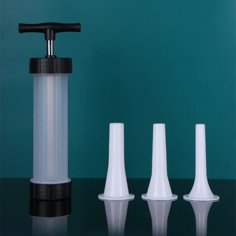 4Pcs/set Homemade Sausage Stuffer Jerky Gun Manual Meat Syringe with 3 Nozzle Sausage Machine Filler Meat Injector Tool