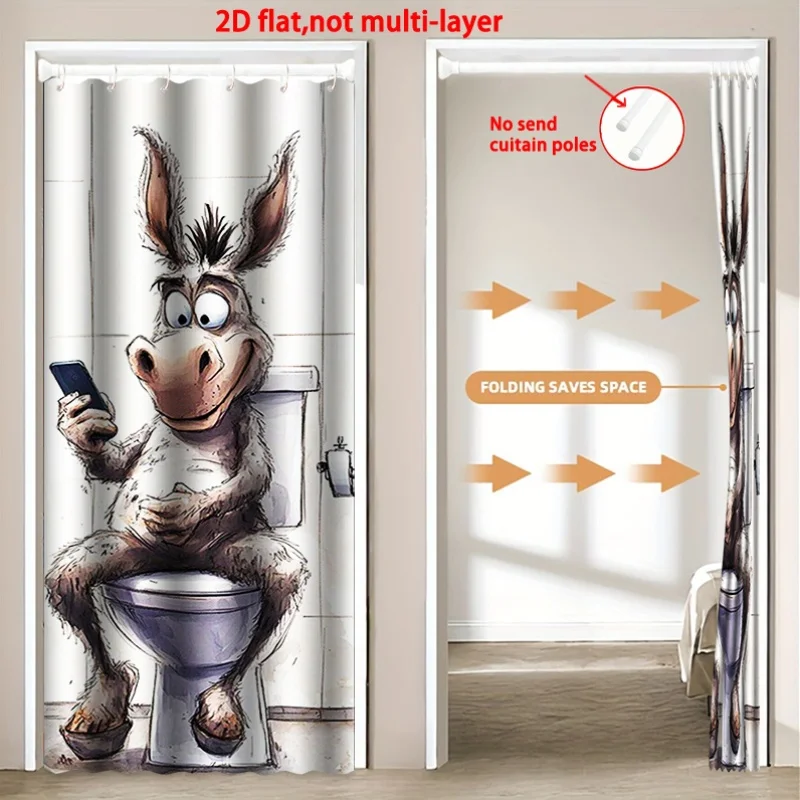 Donkey Using Phone VIKAMA Fun Toilet Donkey Cartoon Wall Art, Humorous Bathroom Sign ...