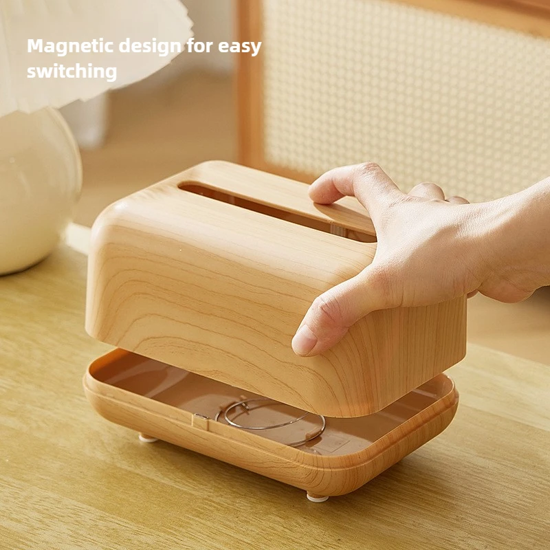 Tissue Box Table Napkin Rings Tissue Case Paper Box Container Bamboo Cover Solid Wood Storage Box Home Room Shelf Organizer 5