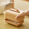 Tissue Box Table Napkin Rings Tissue Case Paper Box Container Bamboo Cover Solid Wood Storage Box Home Room Shelf Organizer 5