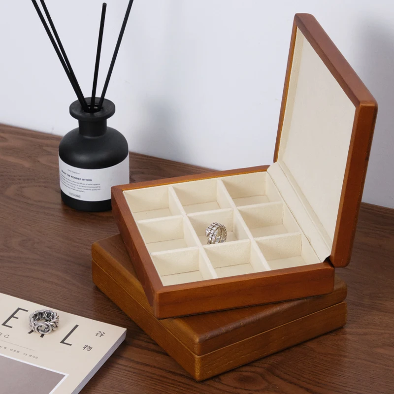 Oirlv Solid Wooden Jewelry Display Box Ring Display Holder with Microfiber Jewelry Box Stand for Jewelry Organizer Packing Box