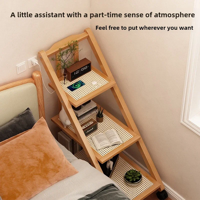 Shelf Floor-to-ceiling mobile trolley Multi-layer storage frame Modern simple household bedroom Bedside frame Sofa side few