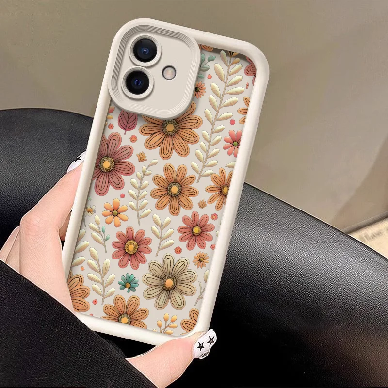 Floral Pattern Shockproof Silicone Camera Lens Phone Case