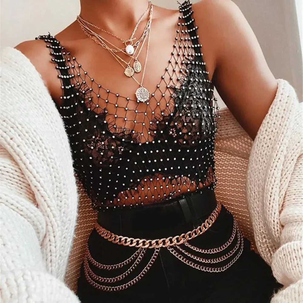 Canotta A Rete Trasparente Donna &ndash; Crop Top Mesh Senza Maniche Freebily