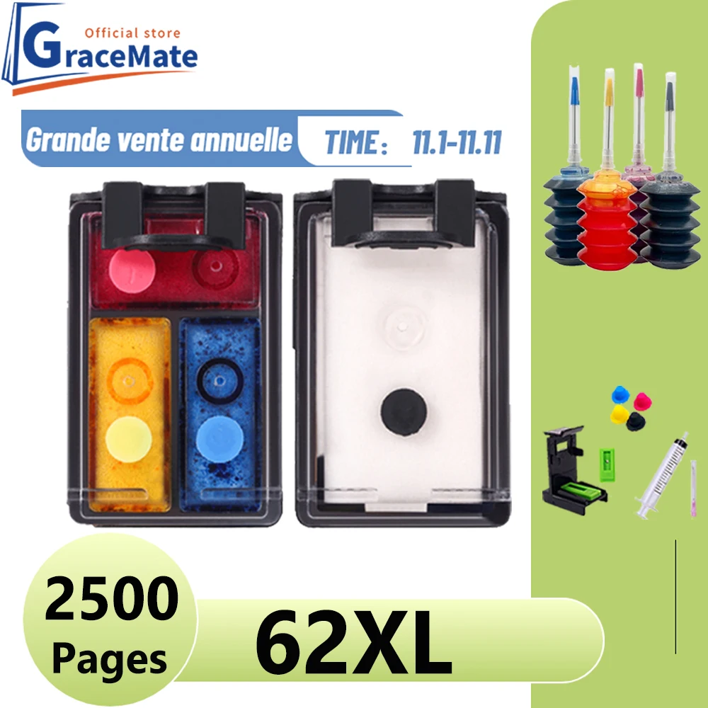 62XL CISS rechargeable cartouche d'encre Compatible HP 62 HP62 pour HP Envy  5540 5640 7640 5646 5541 5642 5644 5740 5742 5745 200 250 - AliExpress