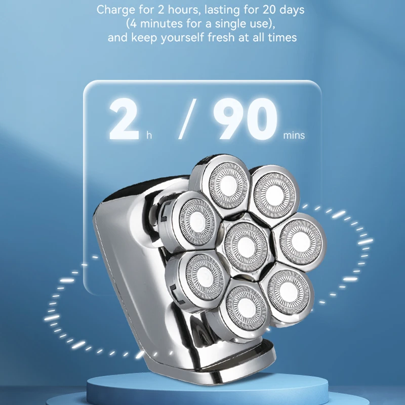Original Keme 8 Heads Shaver Men Waterproof Electric Shaver Beard Electric Razor Bald Head Shaving Machine Rechargeable hair clipper electric shaver hair trimmer electric razor electrical rotary shaver electric hair clipper cordless shaver