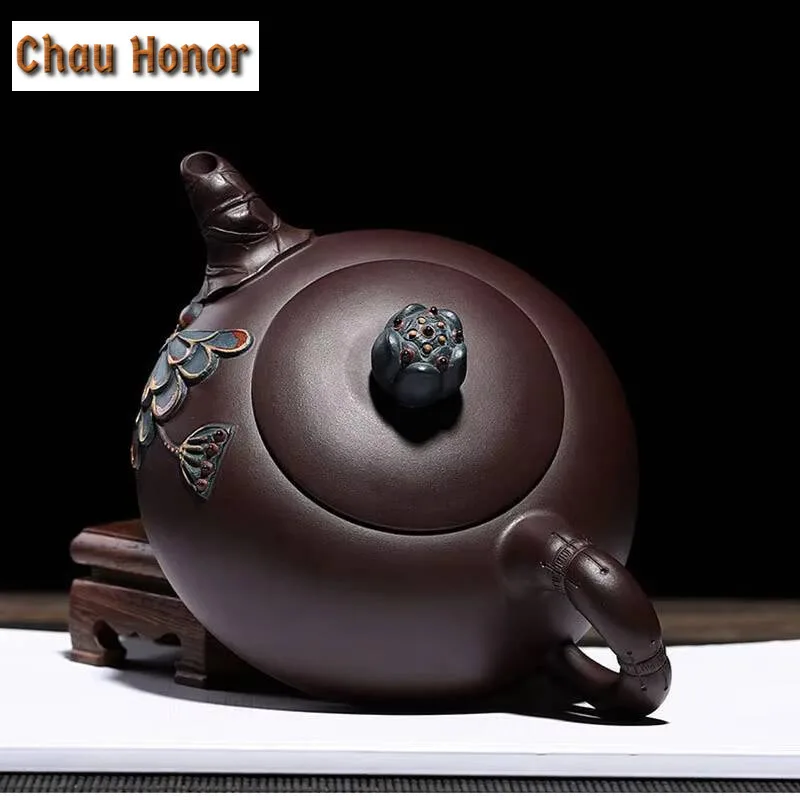 320ml Authentic Chinese Yixing Raw Ore Purple Clay Tea Pots Master Handmade Kung Fu Tea Set Tea Ceremony Accessories Gifts