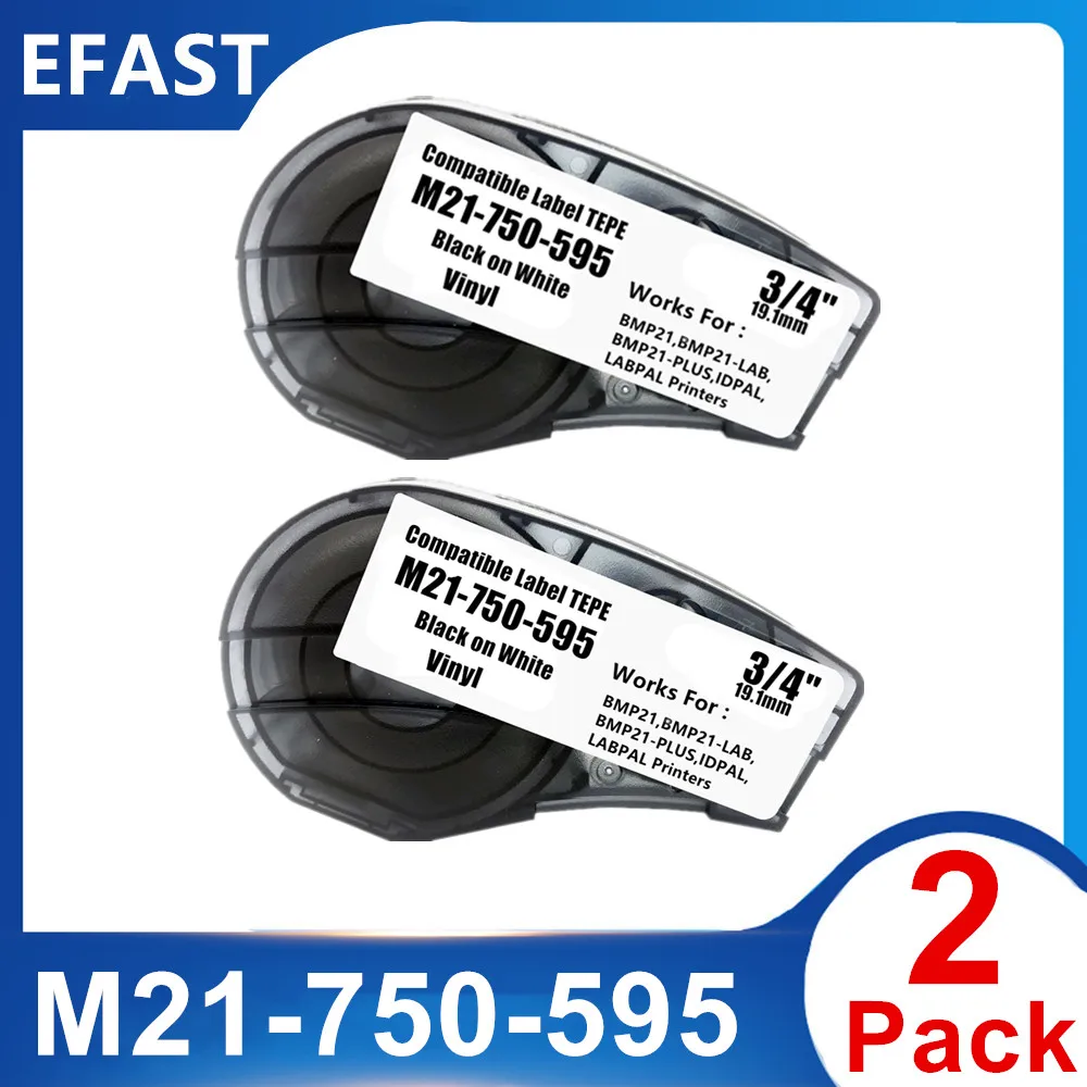 

2PK New Compatible M21 750 595 Vinyl Label TAPE Ribbon Cartridge For BMP21-PLUS,BMP21-LAB Printer Labeler Electric Power Cable