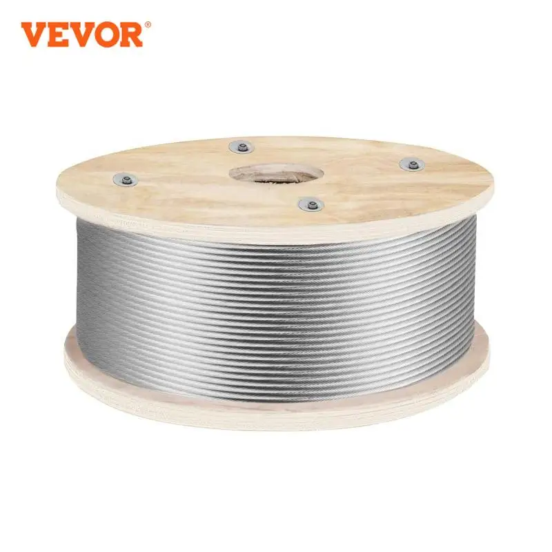 Stainless steel wire rope stainless steel cable rope VEVOR 500Ft / 1000Ft T316 stainless steel wire rope soft fishing lifting cable 4mm 4.8mm diameter 4200 LBS safe