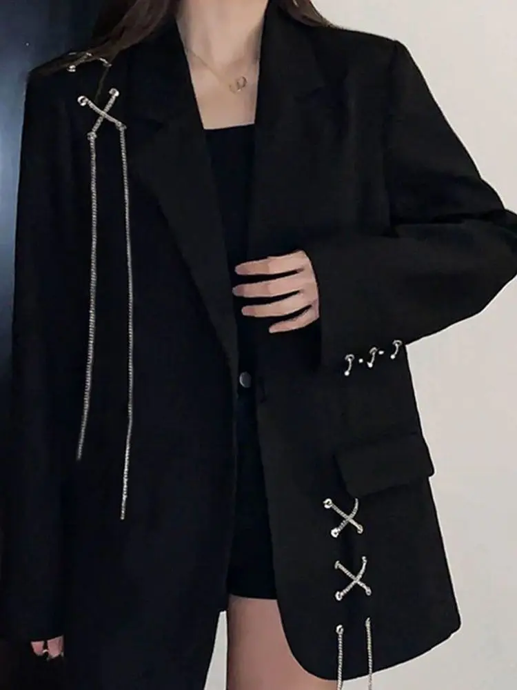 Black Suit Jacket for Women New Design High Street Wear Casual Blazers Female