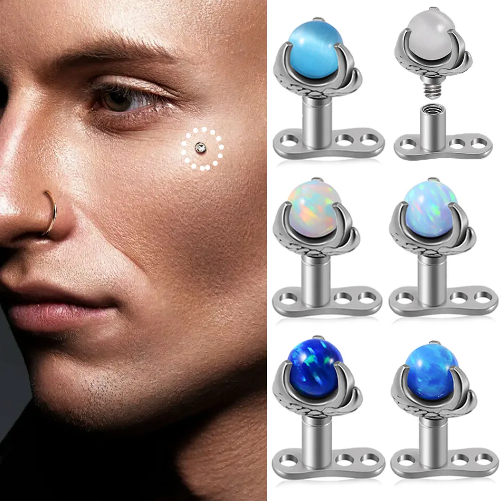 1 Pz Acciaio Chirurgico Opale Pelle Superficie Piercing Drago Artiglio Dermico Ancoraggio Perforazione Micro Pelle Diver Piercing Gioielli Per Il Corp