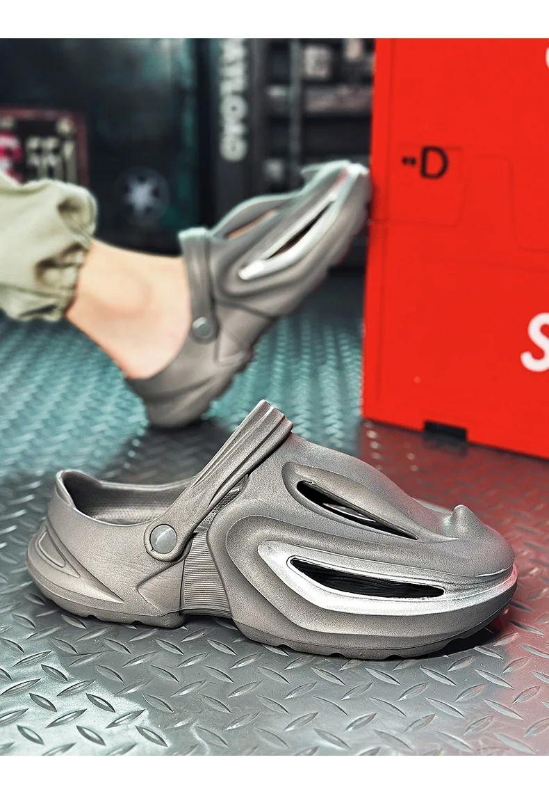 Evshine Men Shark Slides Eva Flat Sandals Summer Beach Footwear_voghion.com