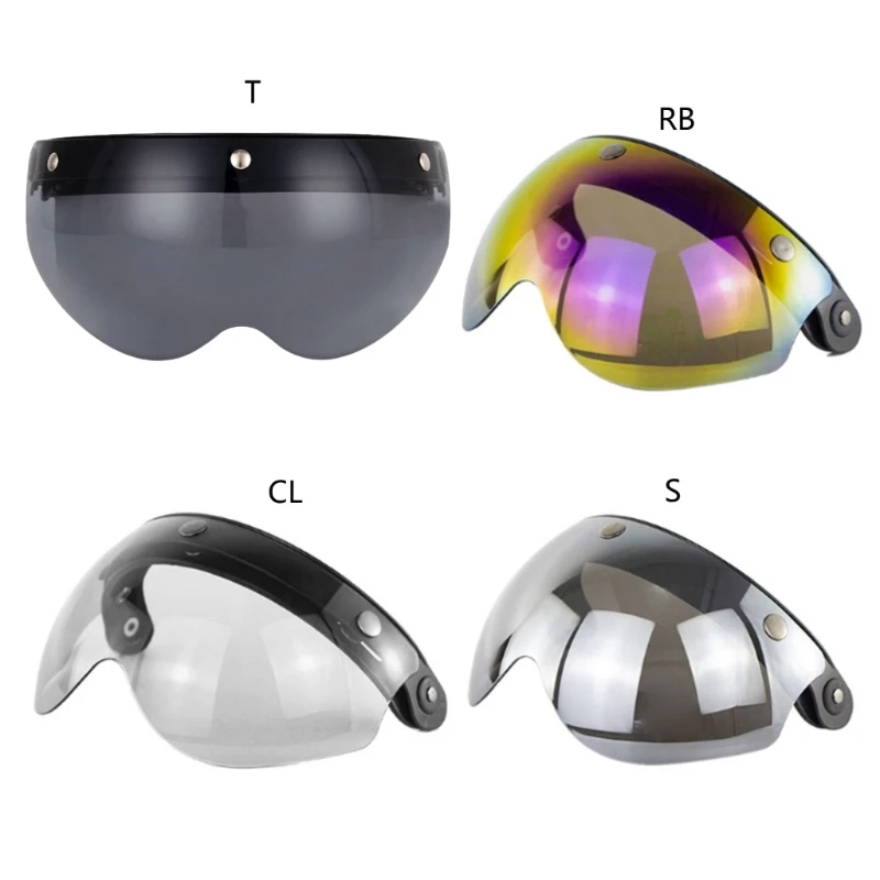 

3-snap Bubble Shield Visor Open Face Helmet Visor Face Lens for Motorbike Riding F19A