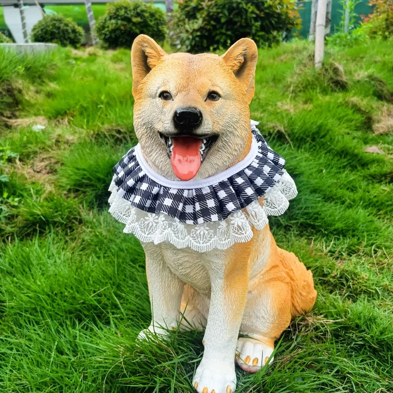 체크 무늬 탄성 강아지 고양이 애완 동물 침 수건 레이스 애완 동물 삼각형 스카프 턱받이 용품, 크리스마스 분위기 애완 동물 턱받이