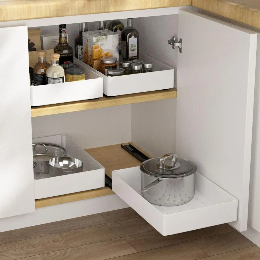 Sturdy Compartment Divider Kitchen Cabinet Organizer with Divider Racks Heavy Duty Slide Out Drawers for Cabinets Expandable