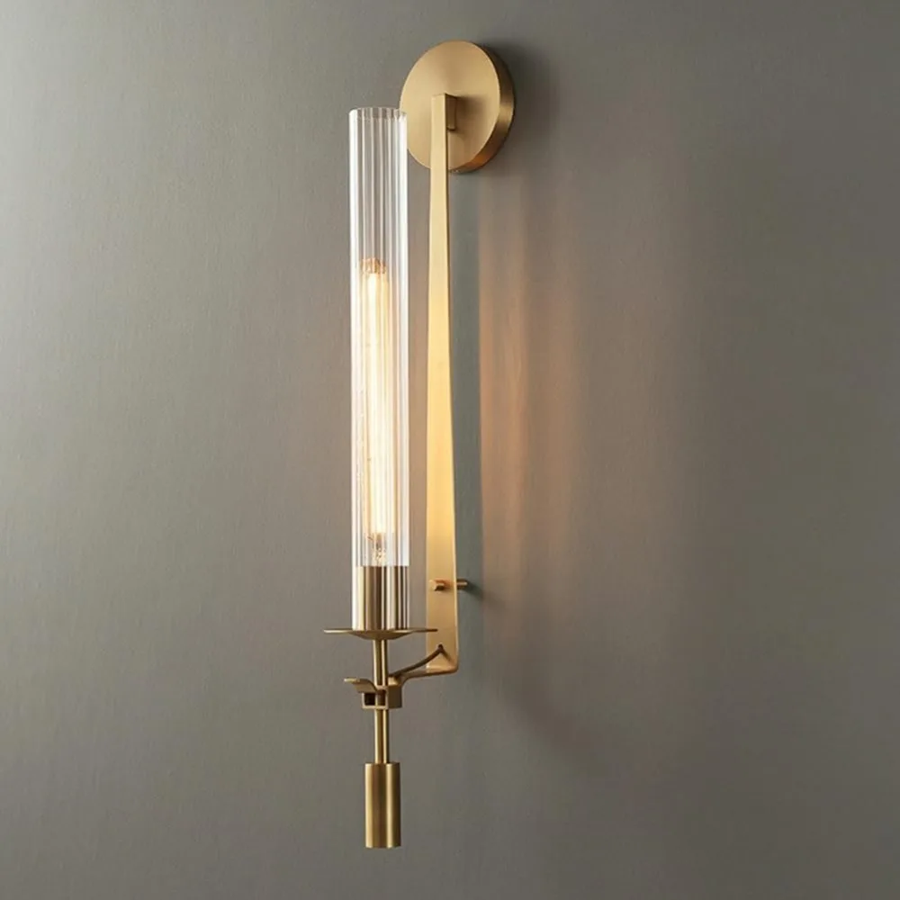

Gold wall light Brass wall hanging light with recessed glass lamp shade suitable for bathroom living room