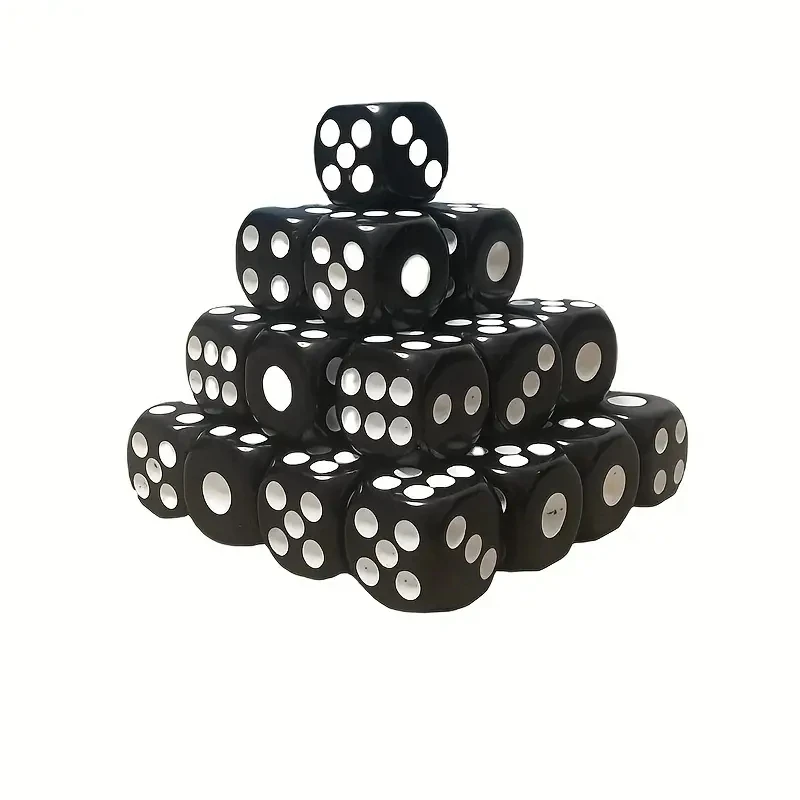 Black Acrylic Dice Board Game Party Entertainment Bar 100 Pcs/set 14mm/0.55inch Or 16mm/0.63inch