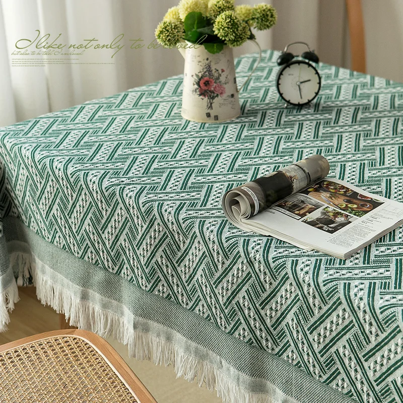 

Cotton and linen Japanese style solid lace tablecloth, tea table cloth, dining tablecloth